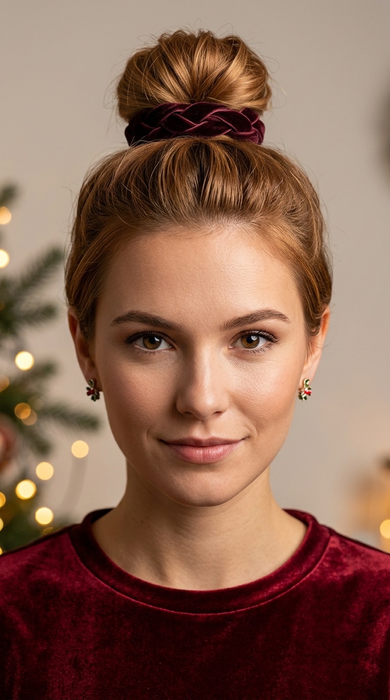 Top Knot with Velvet Trim