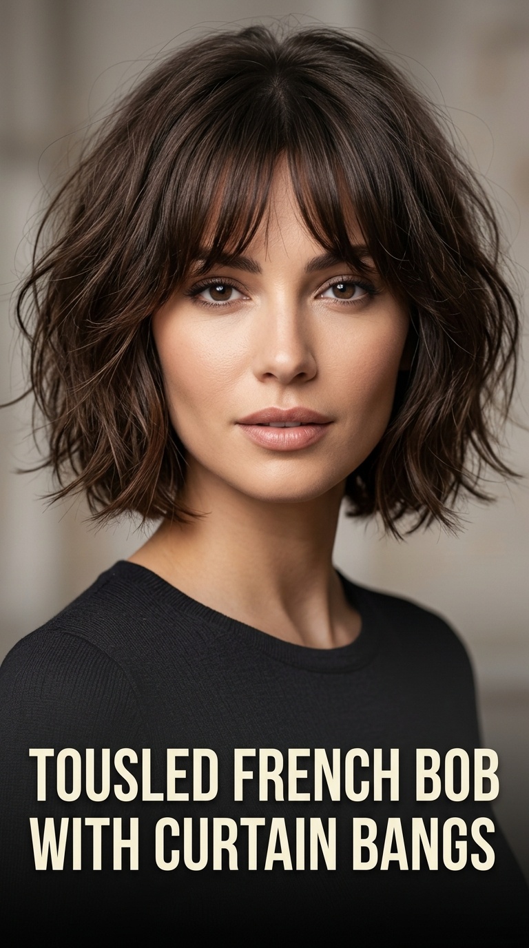 Tousled French Bob with Curtain Bangs