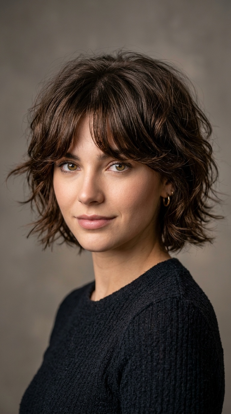 Tousled Shag with Curtain Bangs