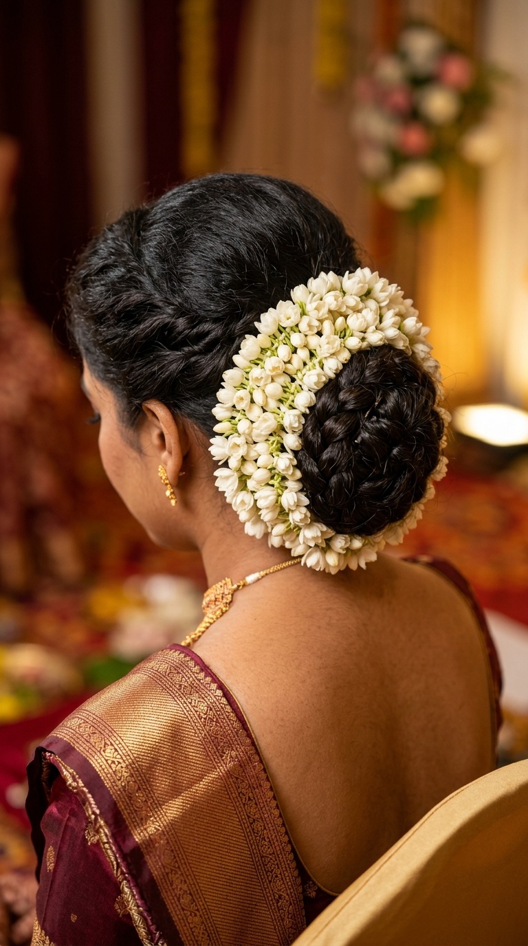 Traditional Floral Gajra Bun