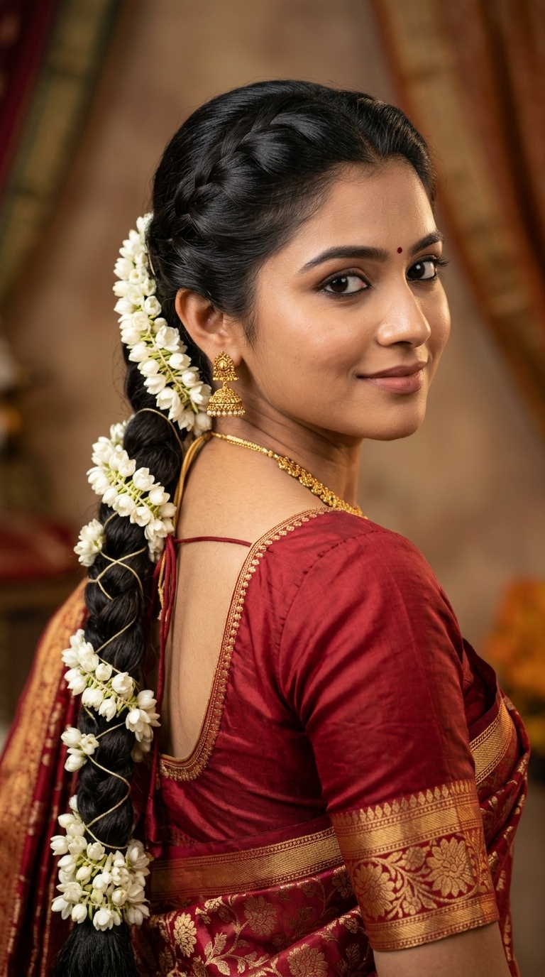 Traditional Long Braid with Gajra