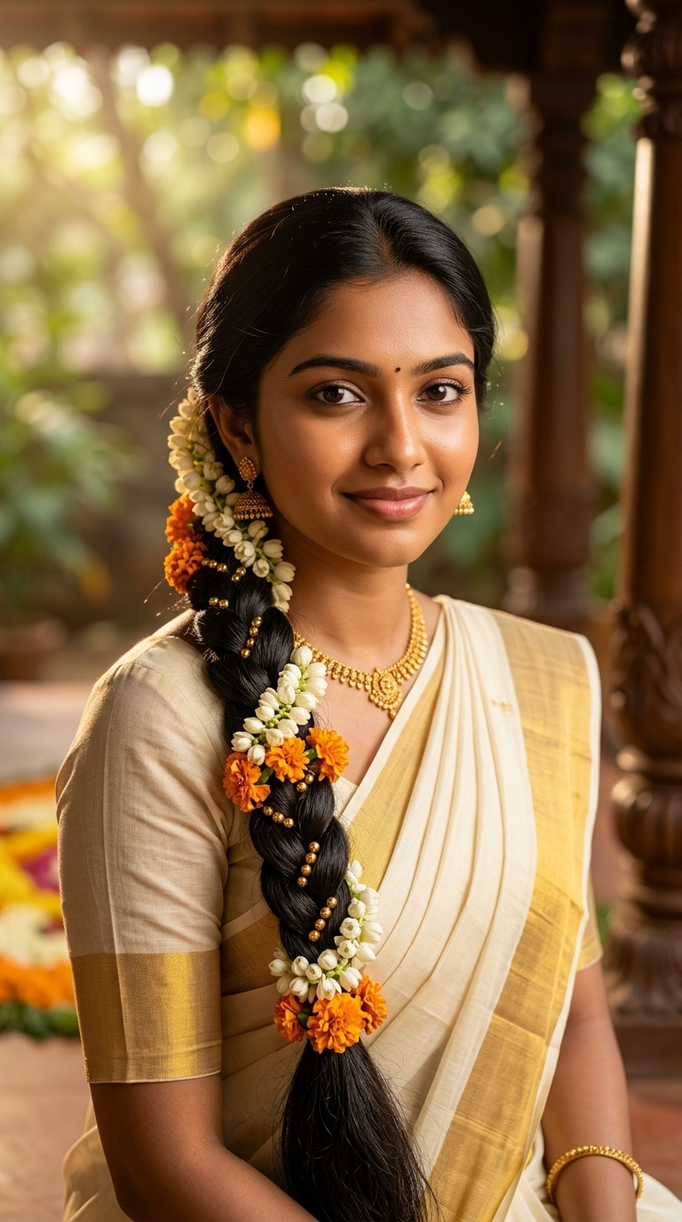 Traditional Long Braid with Mulla Poo