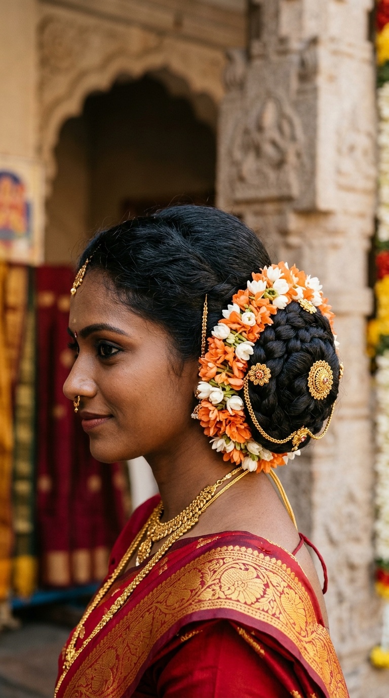 Traditional South Indian Temple Bun