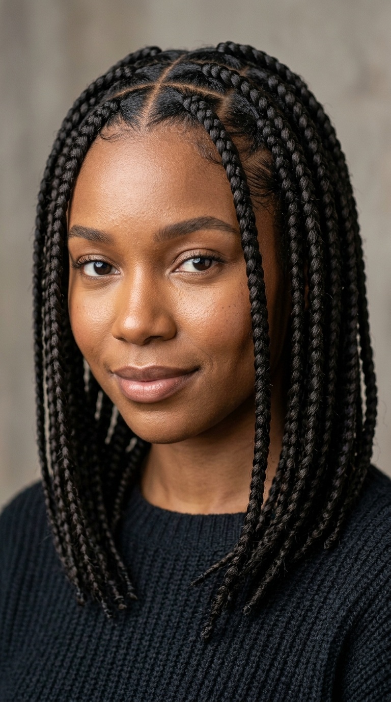Triangle Parted Box Braids