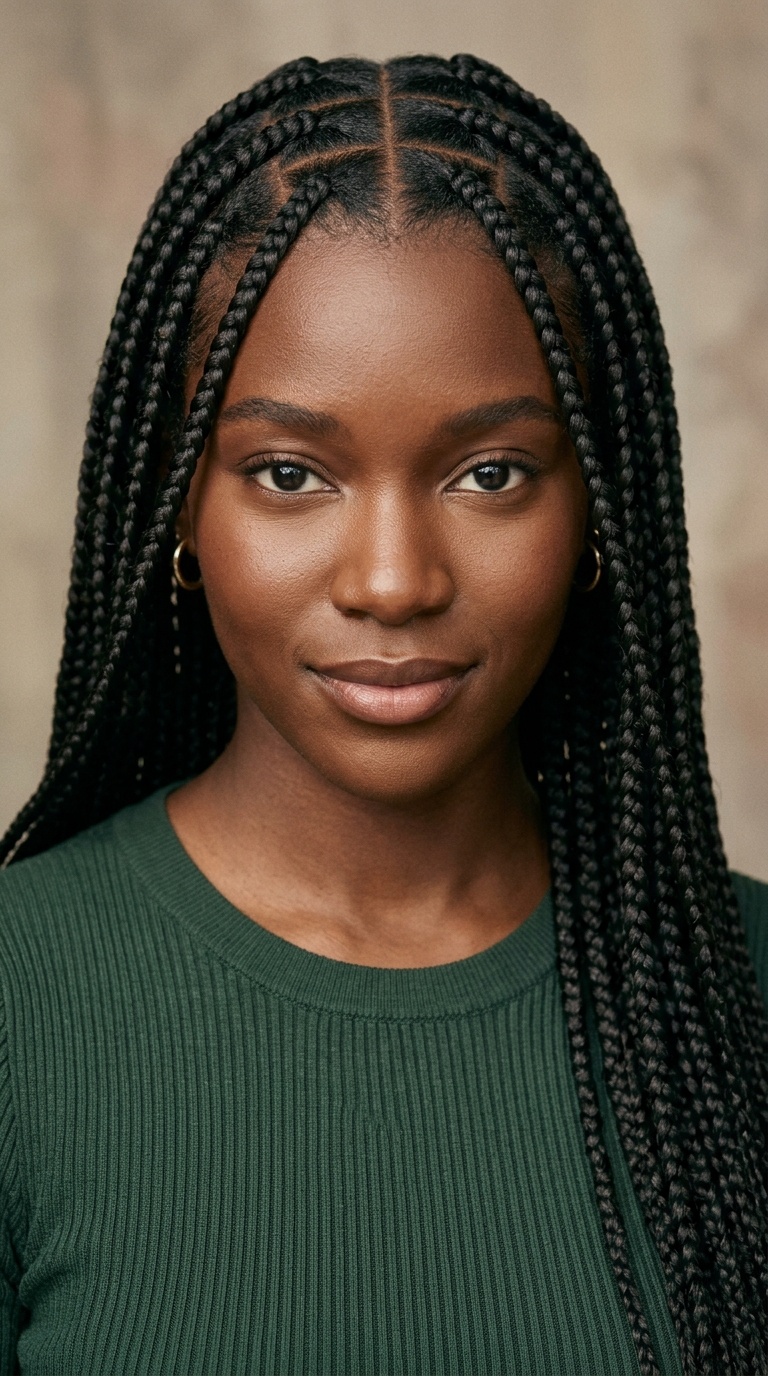 Triangle Parted Box Braids
