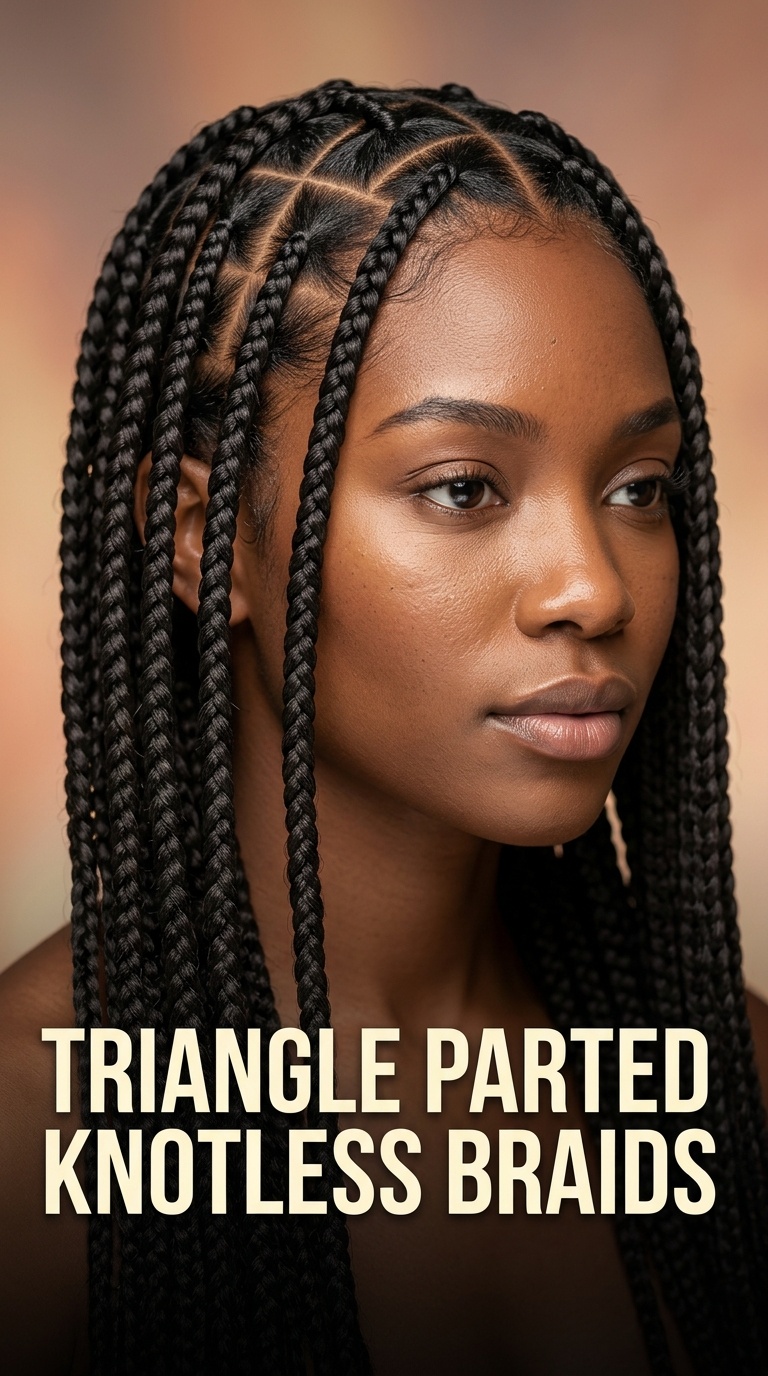 Triangle Parted Knotless Braids