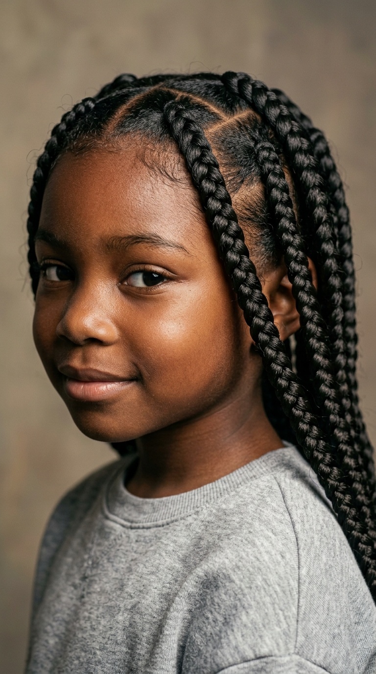 Triangular Parted Jumbo Braids