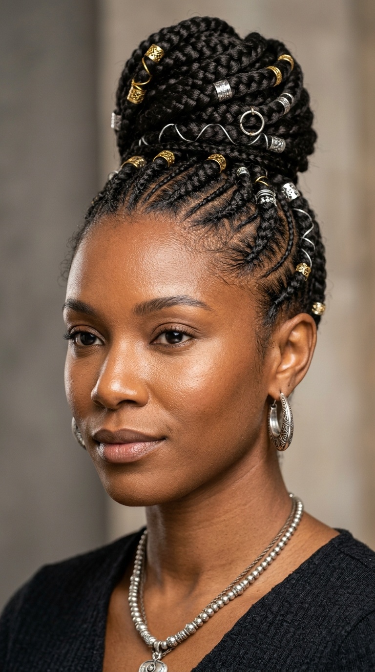 Tribal Braid Updo with Accessories