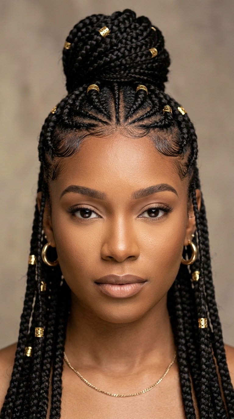 Tribal Braids with Gold Accents