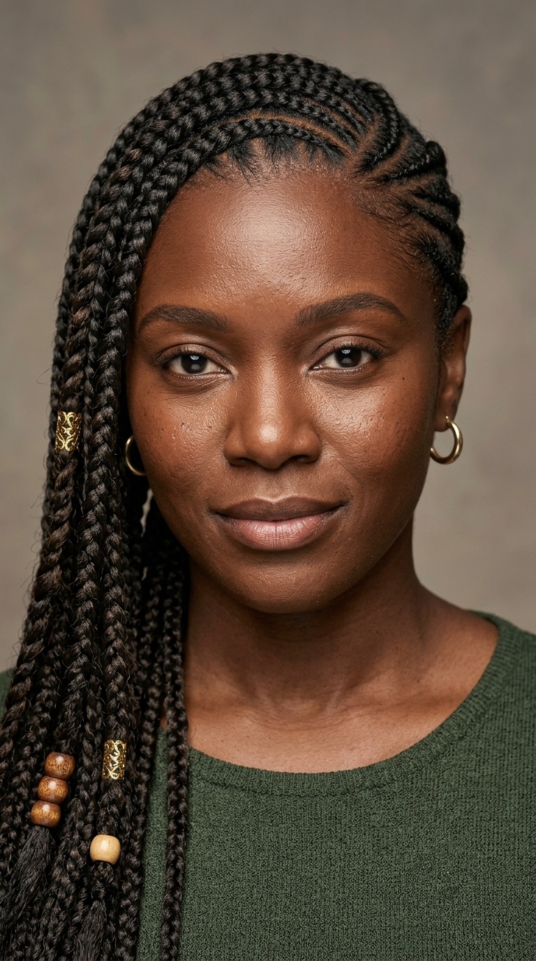Tribal Side-Swept Braids