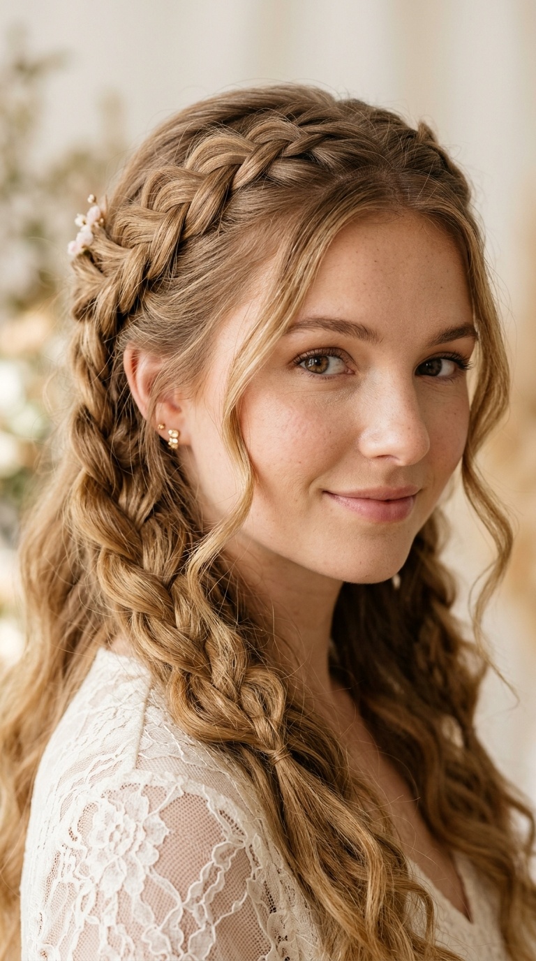 Triple-Braided Half-Up Style