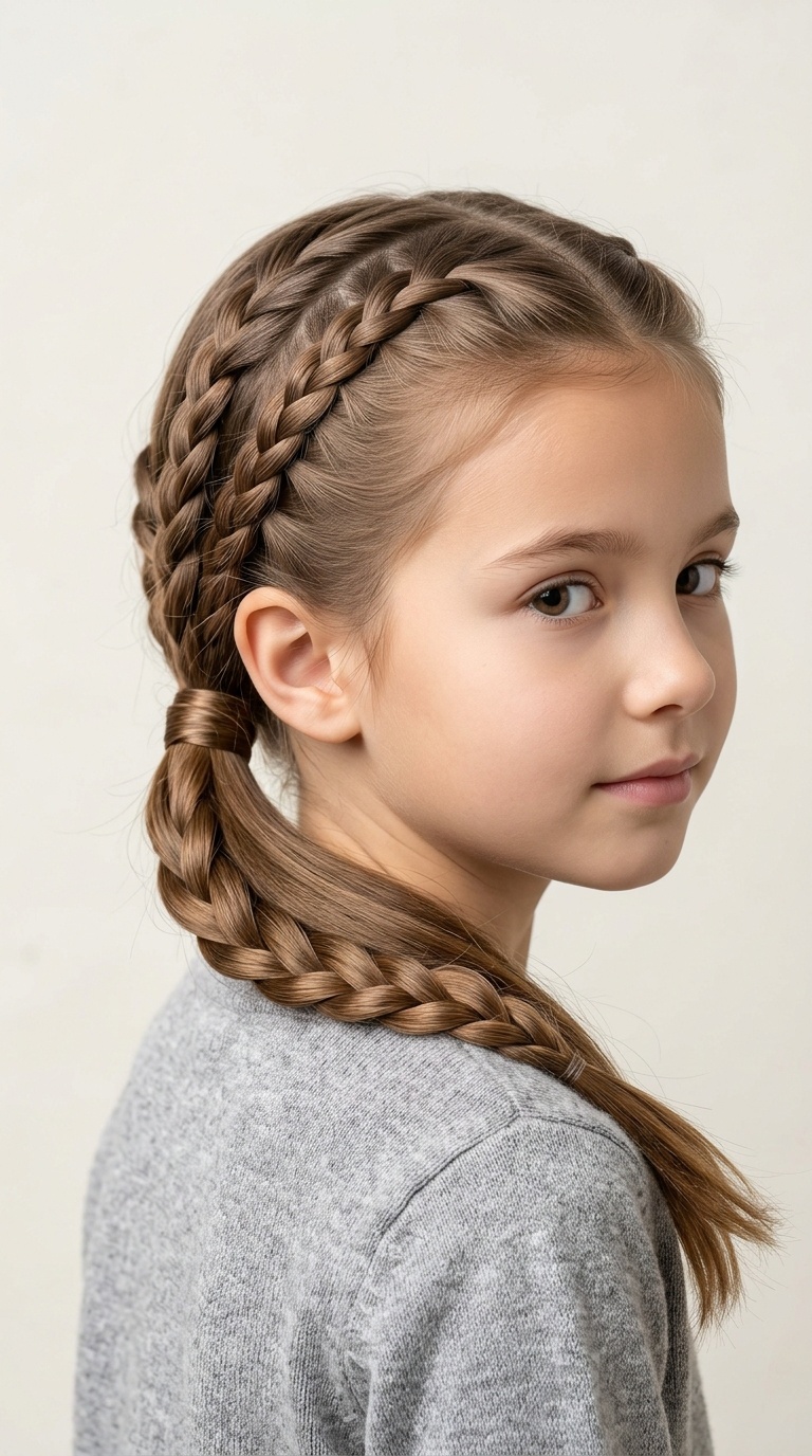 Triple Braided Low Ponytail