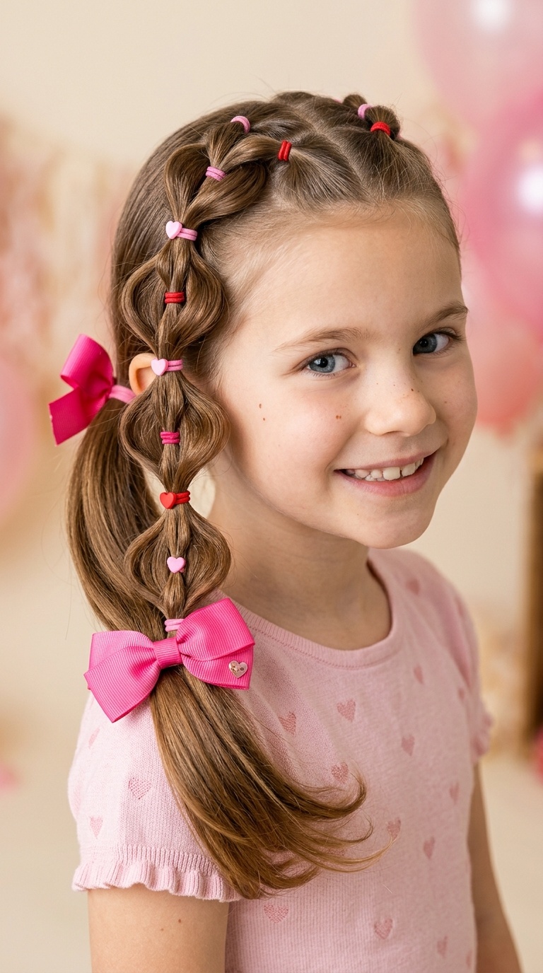Triple Heart Bubble Braids