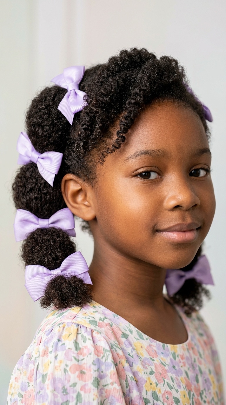 Triple Low Puffs with Lavender Ties