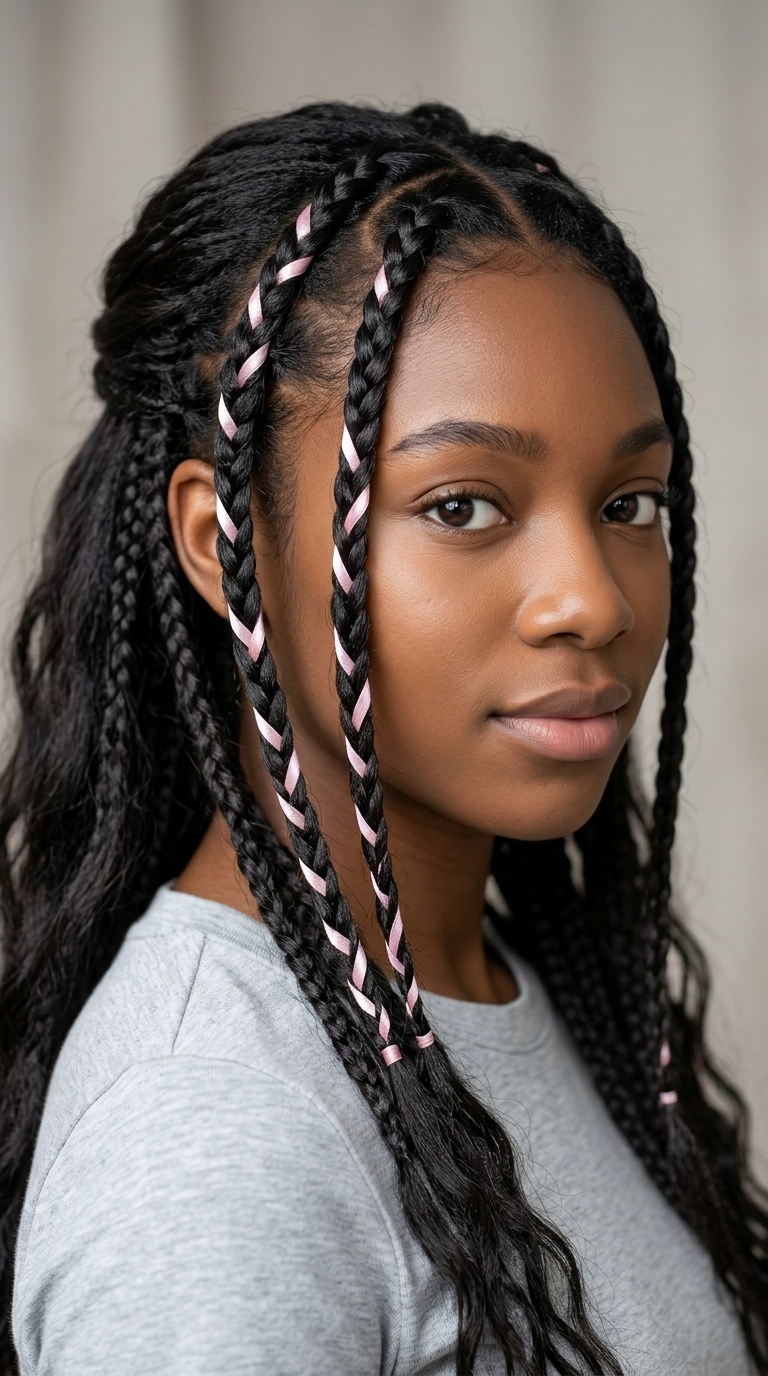 Triple Micro Braids with Ribbon