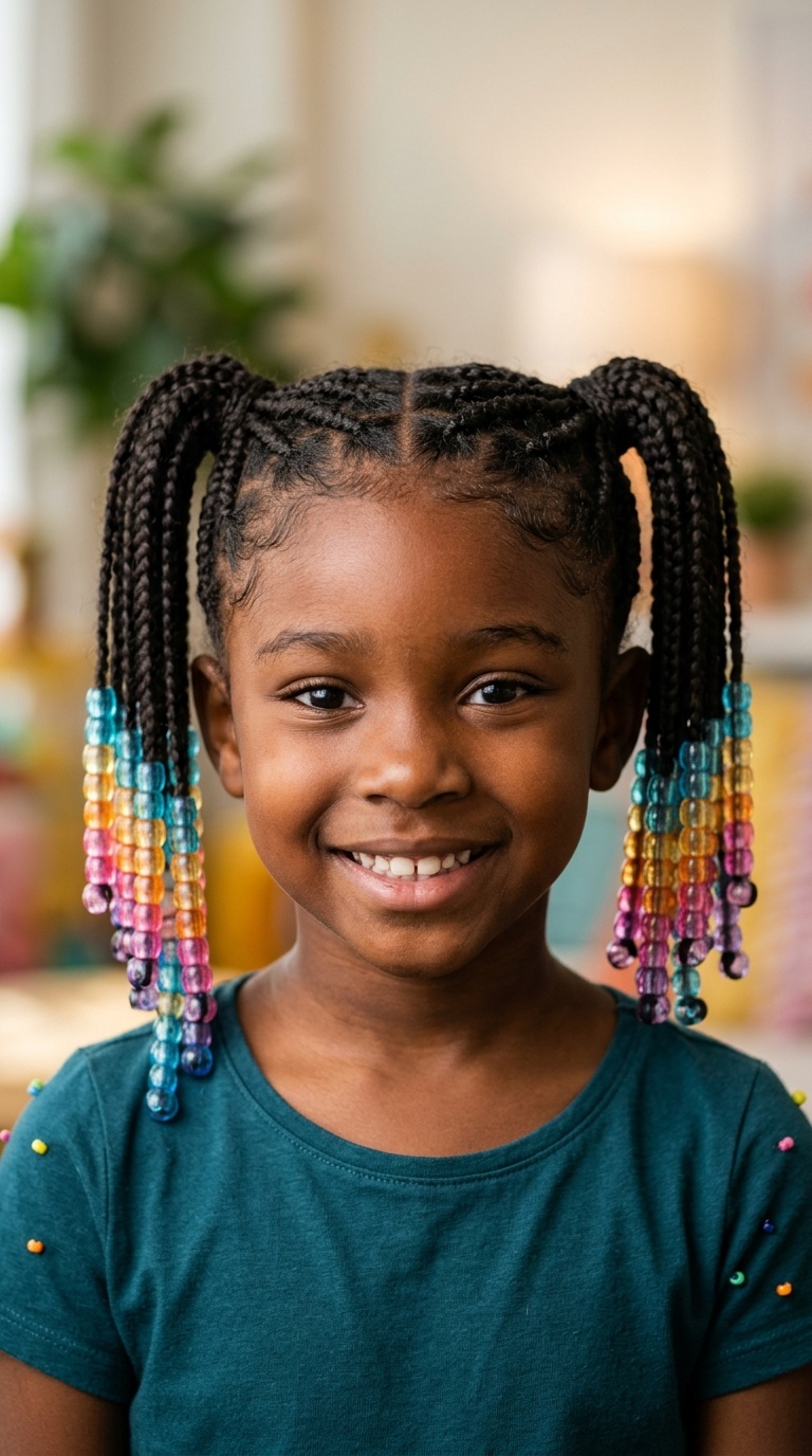 Triple Ponytail Flow with Gradient Beads