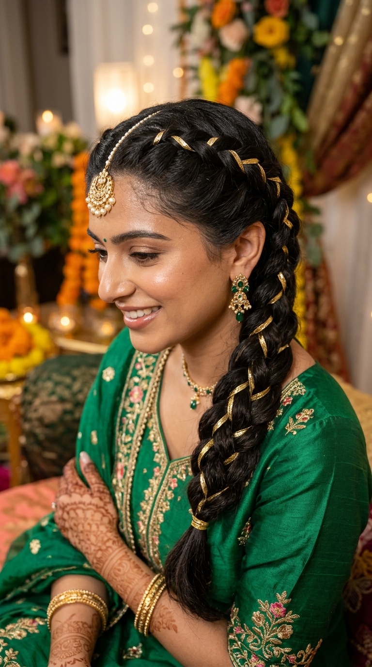 Triple-Strand Braid with Gold Ribbons