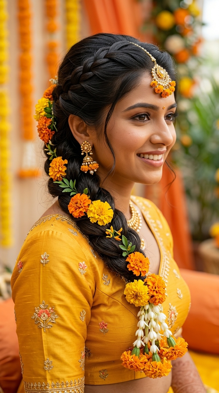 Triple-Strand Braid with Marigold Tassels