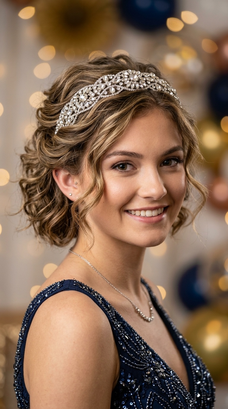 Tucked-Back Bob with Gemstone Headband