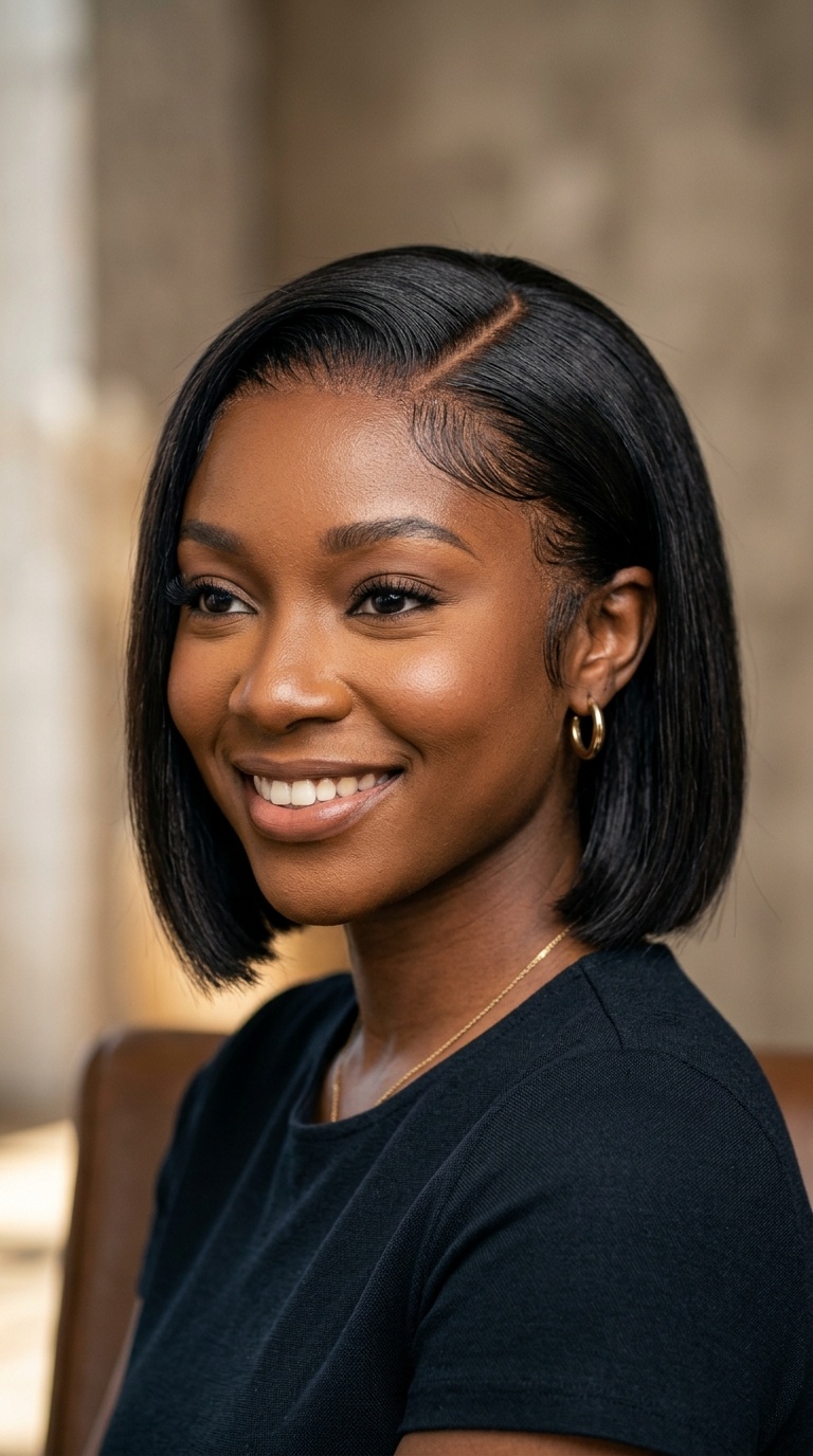 Tucked-Back Bob with Laid Edges