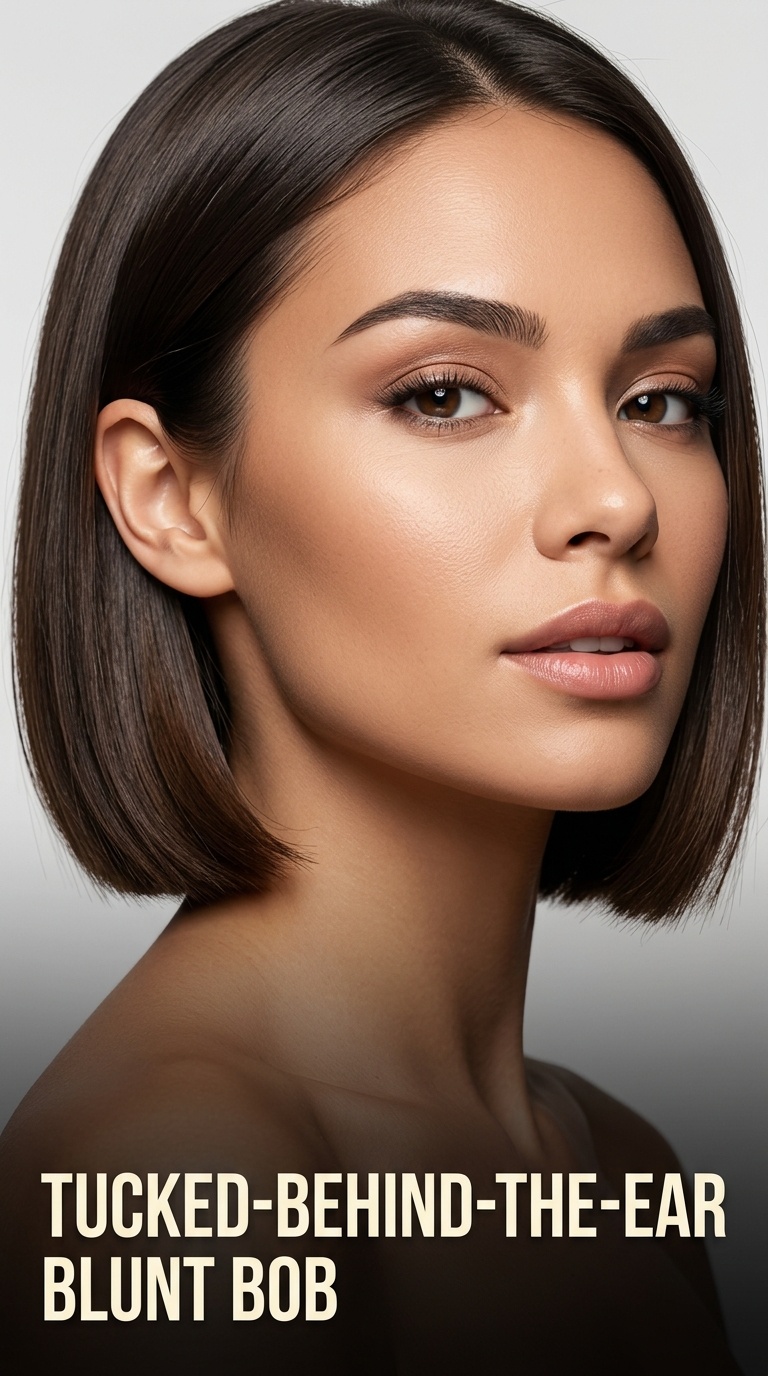 Tucked-Behind-The-Ear Blunt Bob