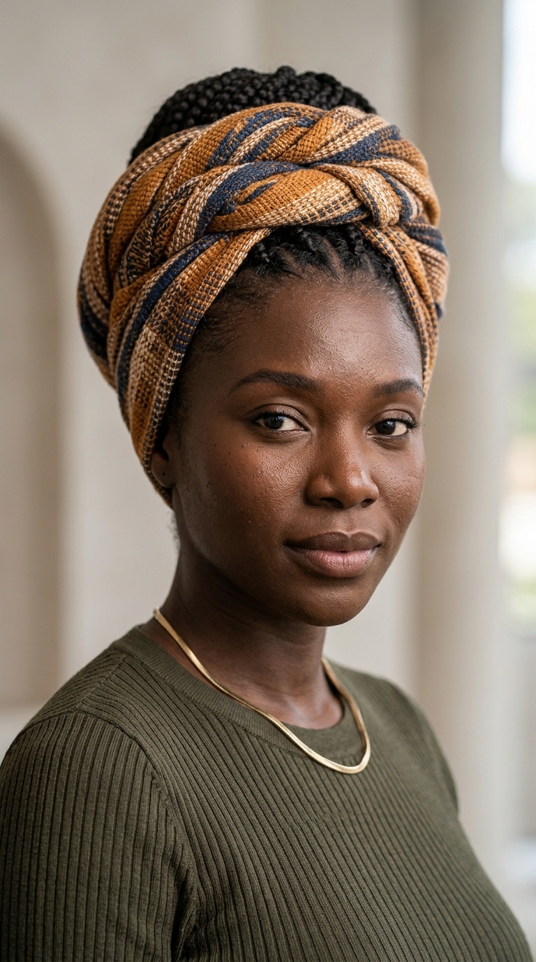 Turban-Wrapped Protective Style