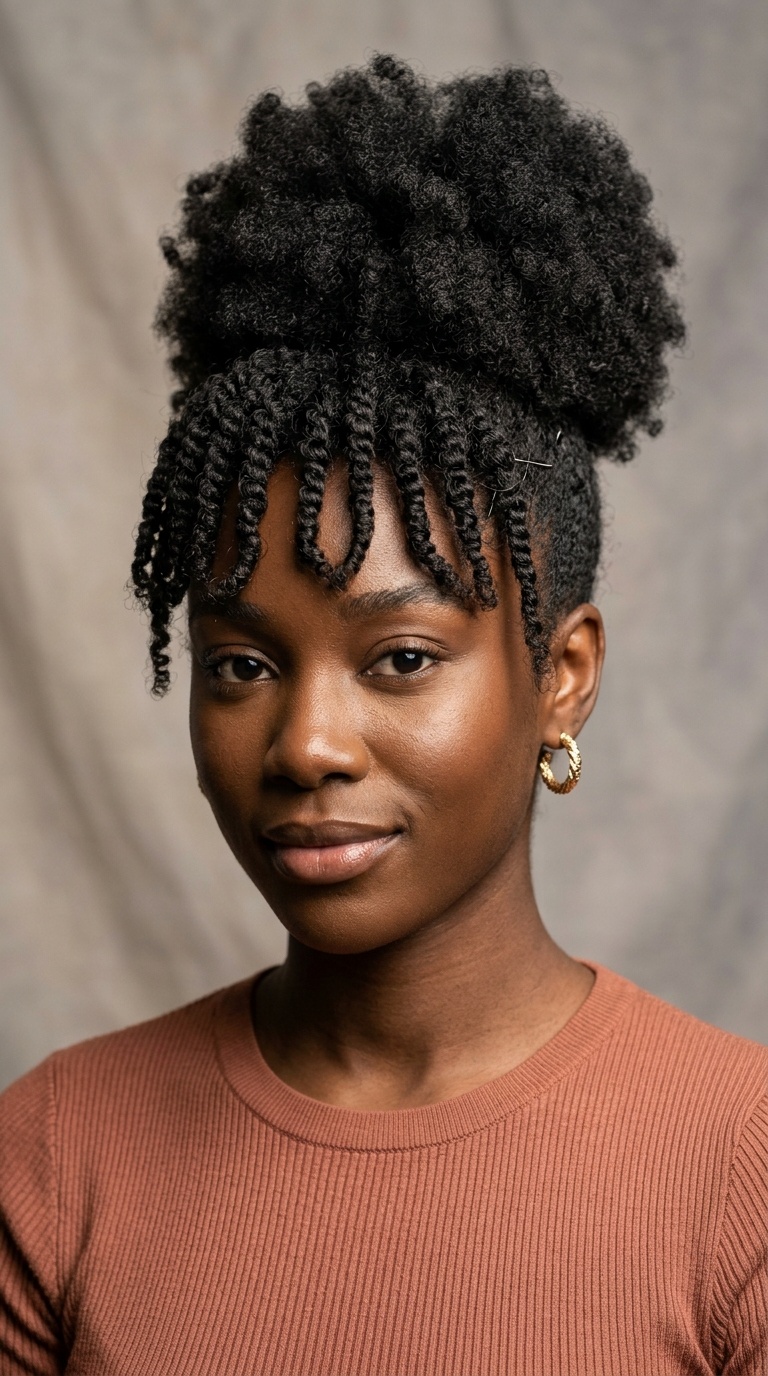 Twisted Bangs with High Puff