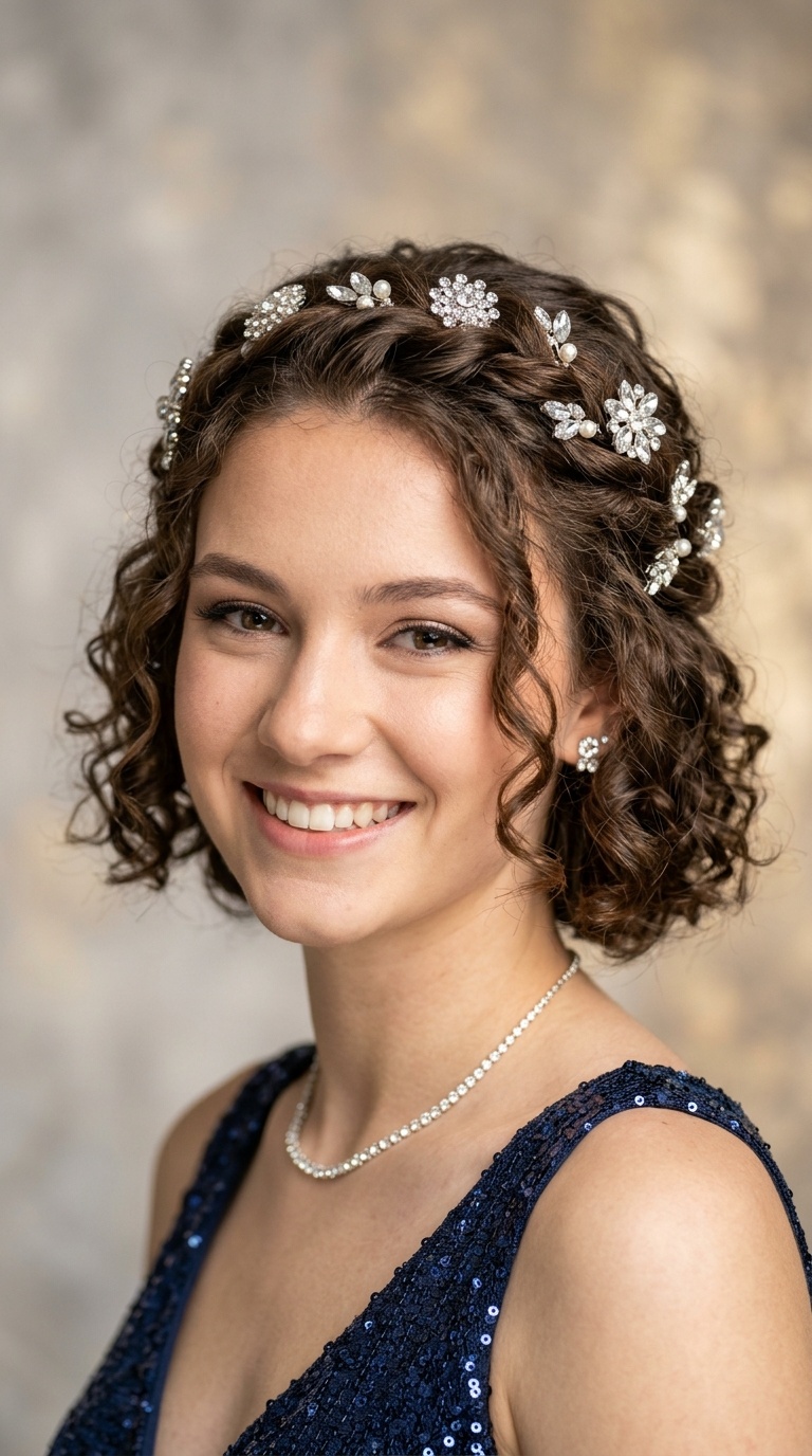 Twisted Crown with Crystal Pins