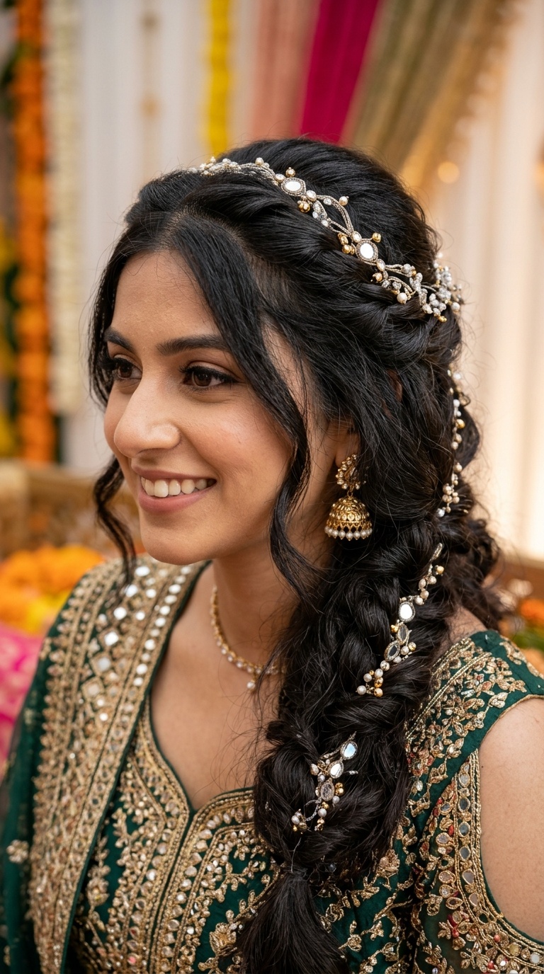 Twisted Half-Up Style with Mirror Work