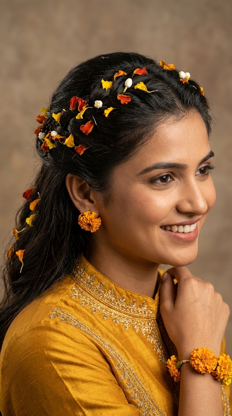 Twisted Half-Up Style with Petals