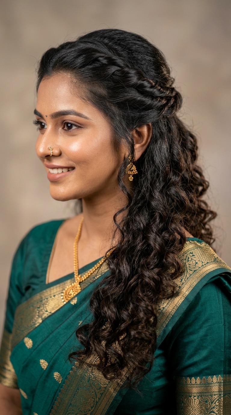 Twisted Half-Updo with Curls