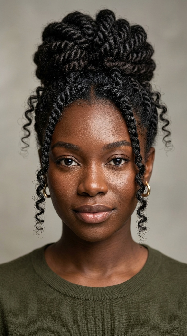 Twisted Mid-Bun with Face-Framing Tendrils