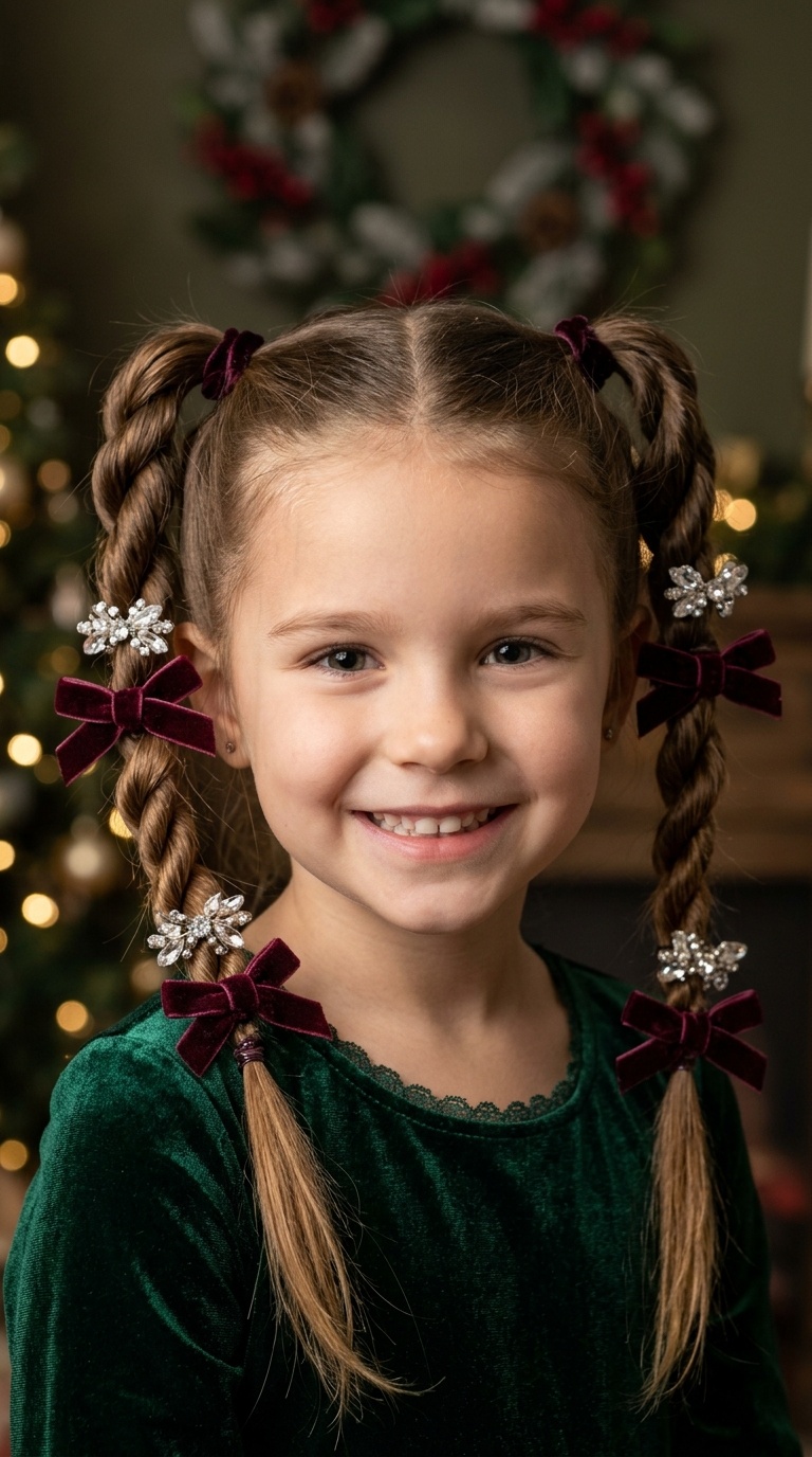 Twisted Pigtails with Velvet Accents