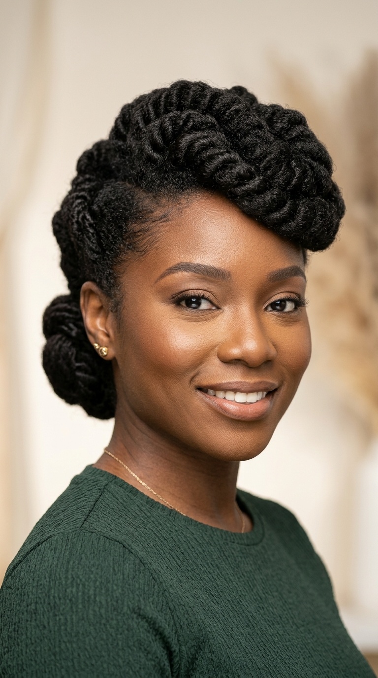 Twisted Pompadour with Low Bun