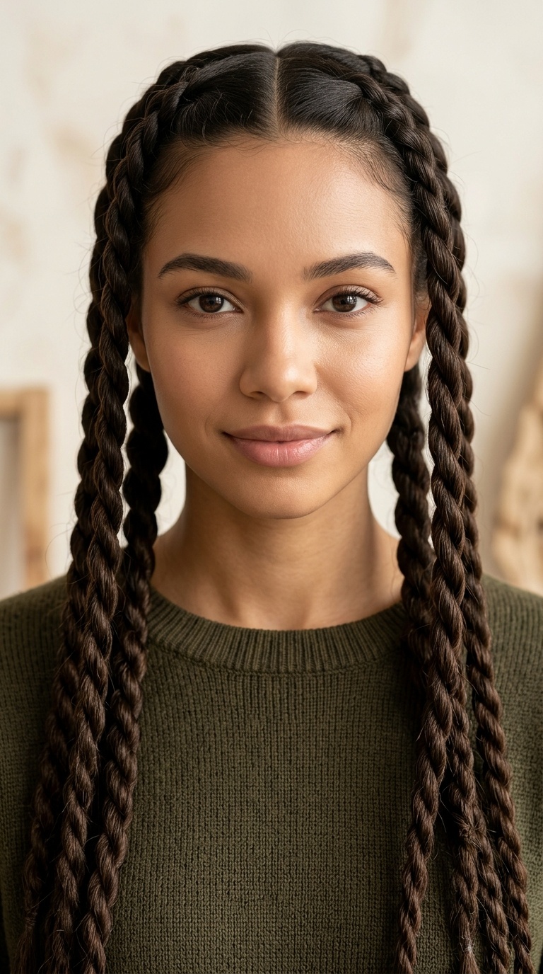 Twisted Rope Braid Pigtails