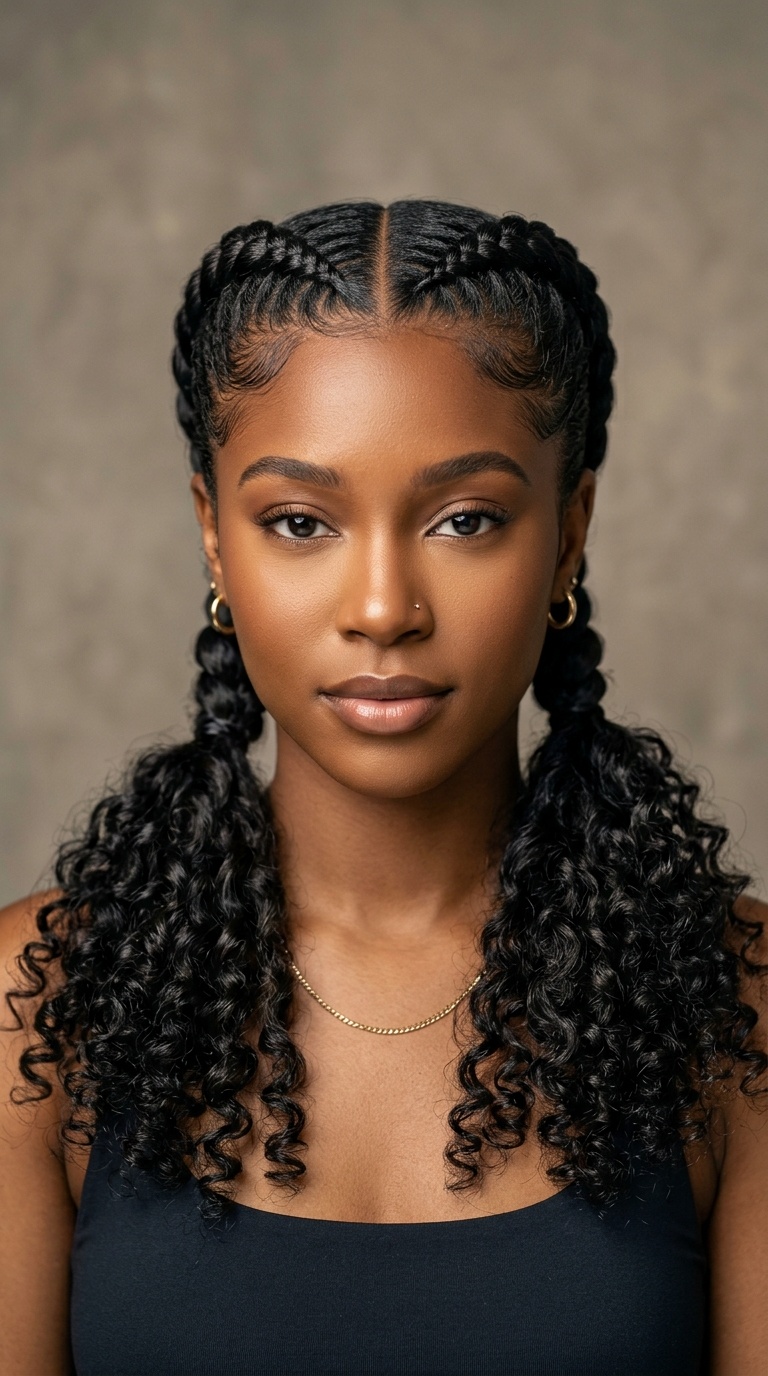 Two Feed-In Braids with Curly Ends