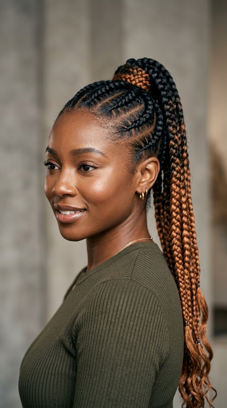 Two-Tone Ombre Braided Ponytail