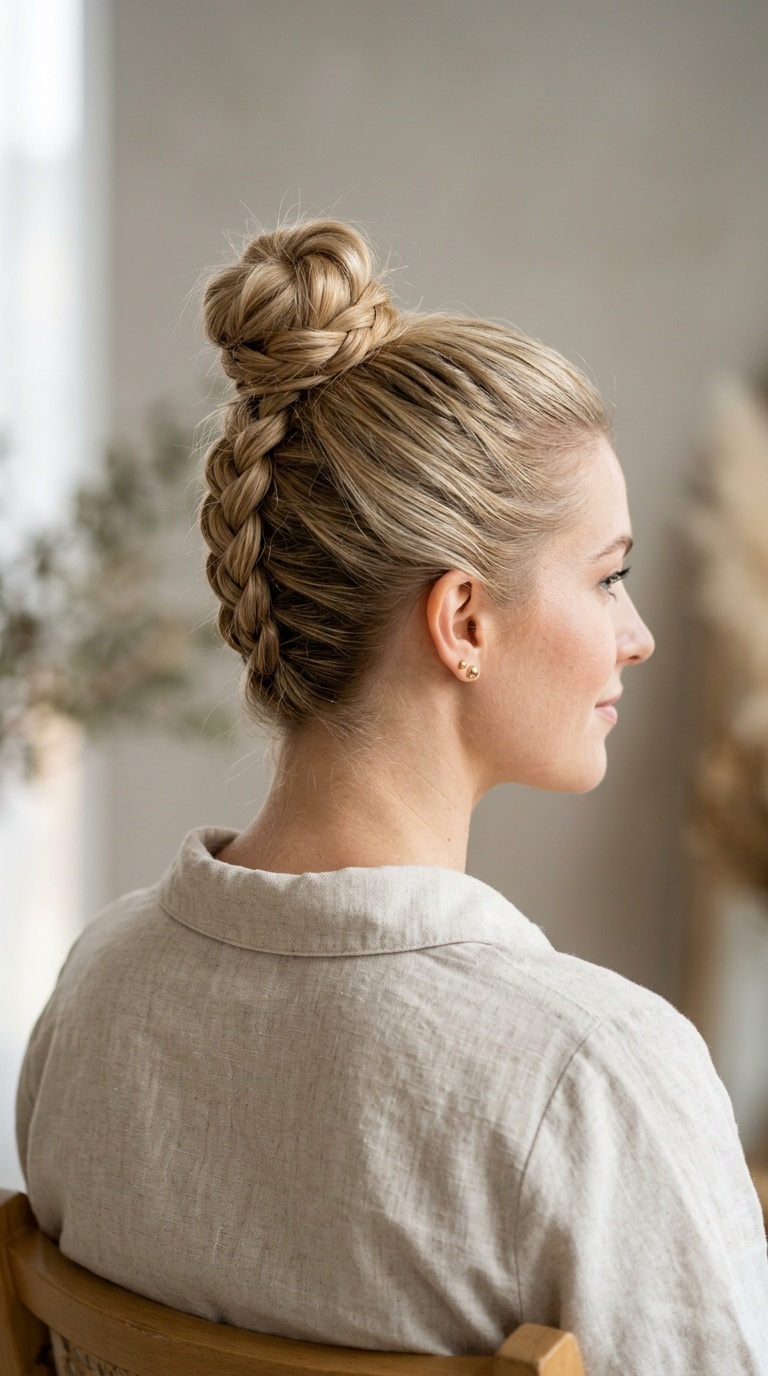 Upside Down Braid to Bun