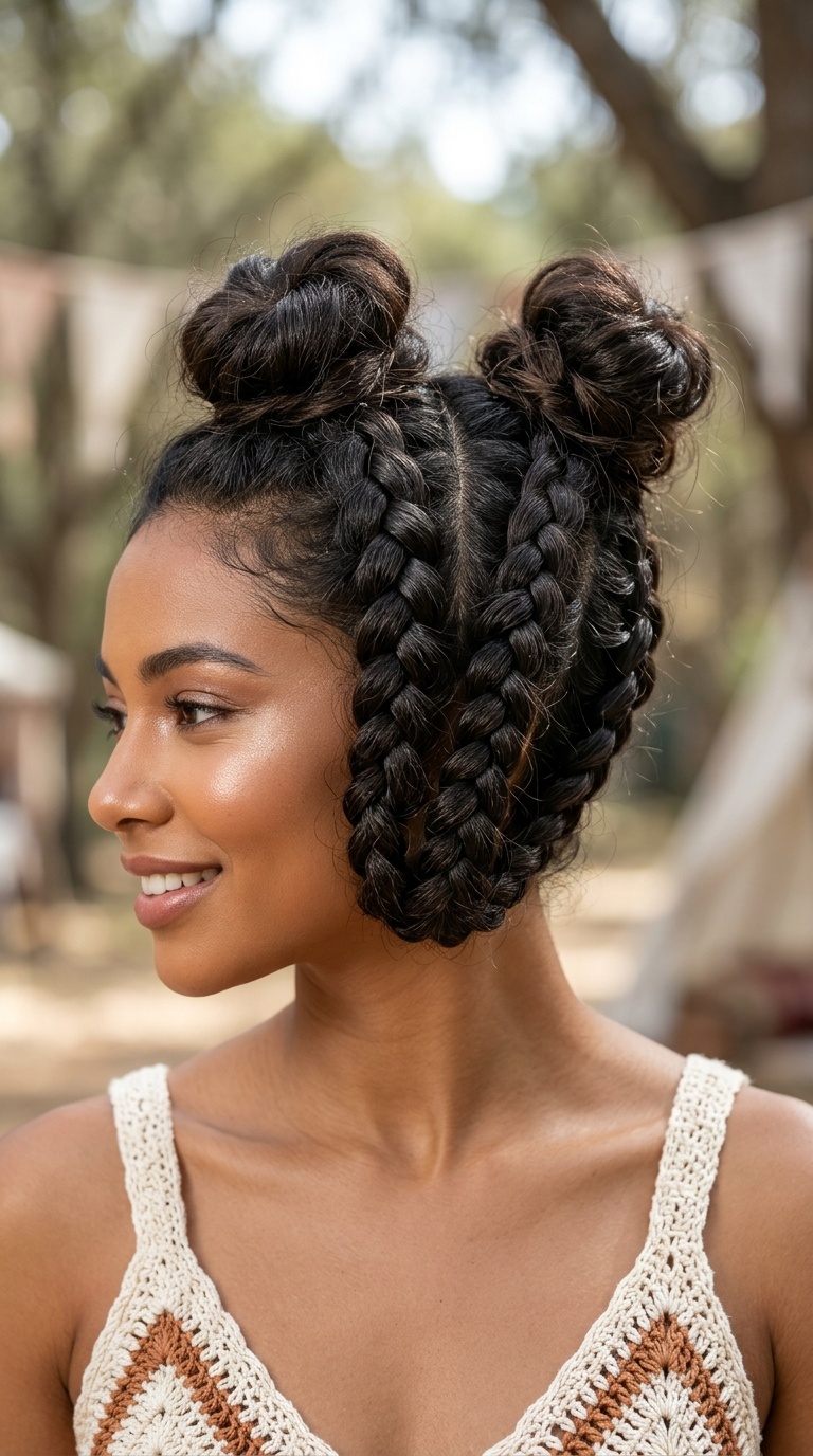 Upside-Down Braided Buns