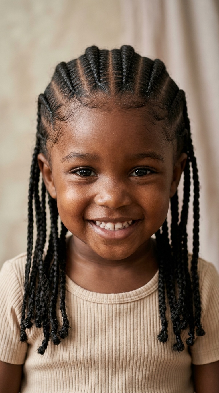 Vertical Cornrows with Soft Tassels