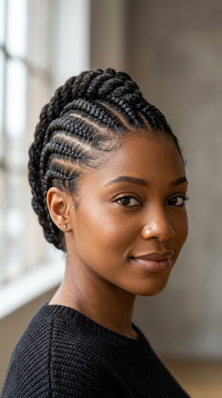 Vertical Mohawk Cornrows