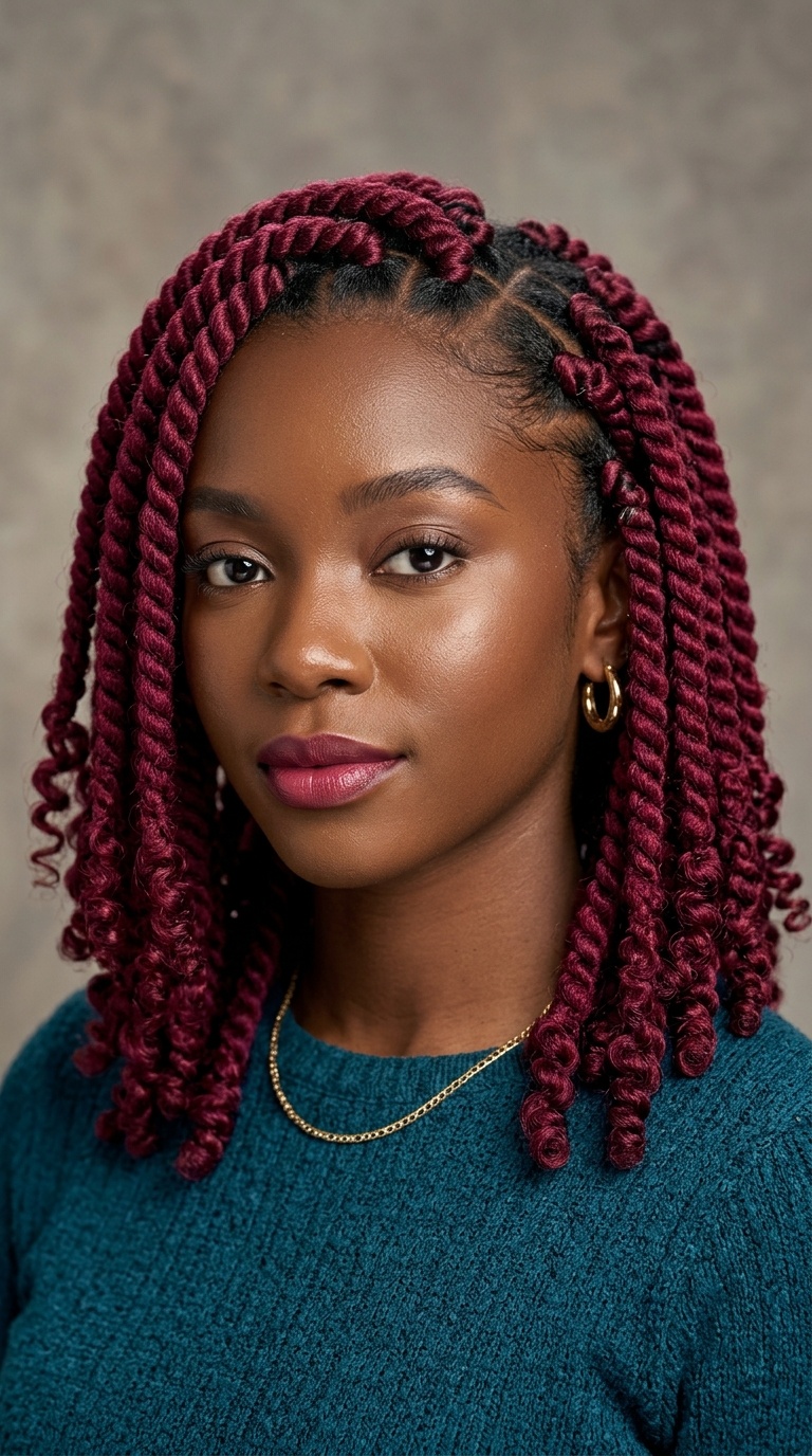 Vibrant Burgundy Goddess Twists