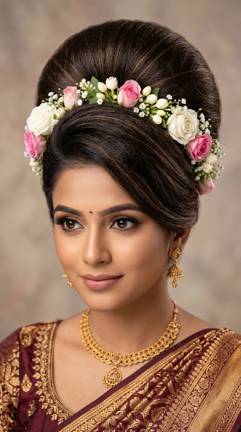 Vintage Beehive with a Floral Rim