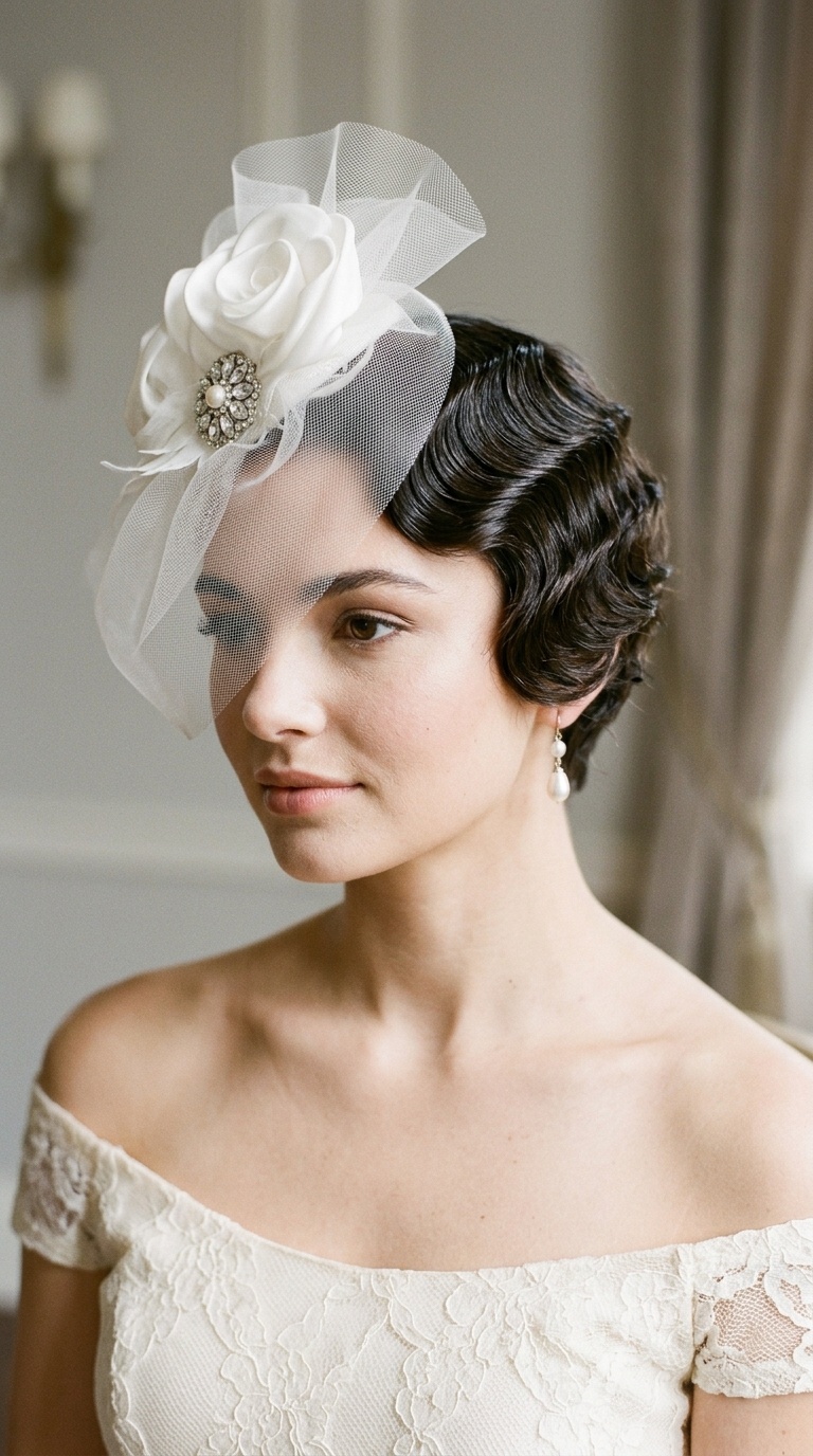 Vintage Finger Waves with a Fascinator