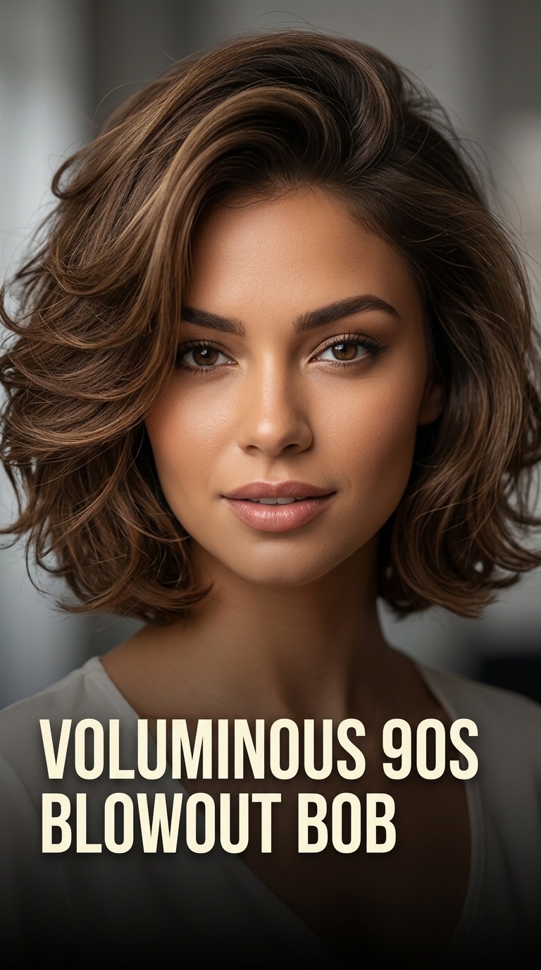 Voluminous 90s Blowout Bob