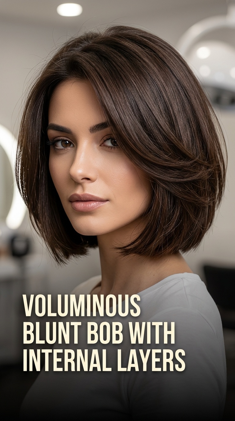 Voluminous Blunt Bob with Internal Layers
