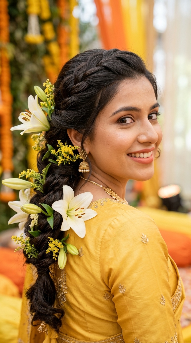 Voluminous Braid with Lily Accents