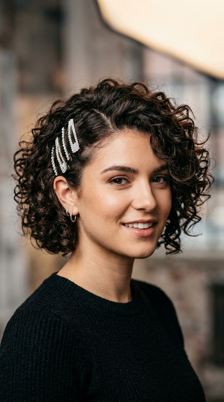 Voluminous Curls with Side Clips