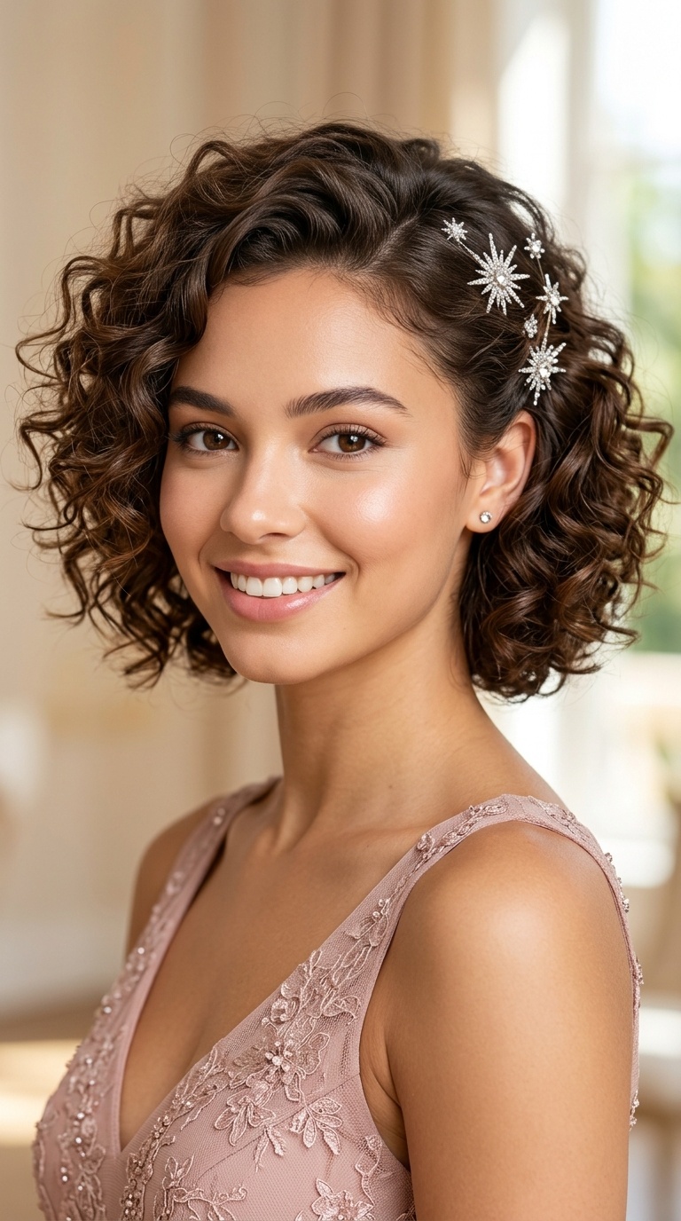 Voluminous Curls with Starburst Pins