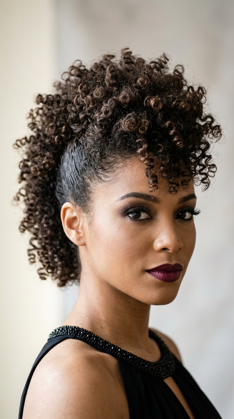 Voluminous Curly Faux Hawk